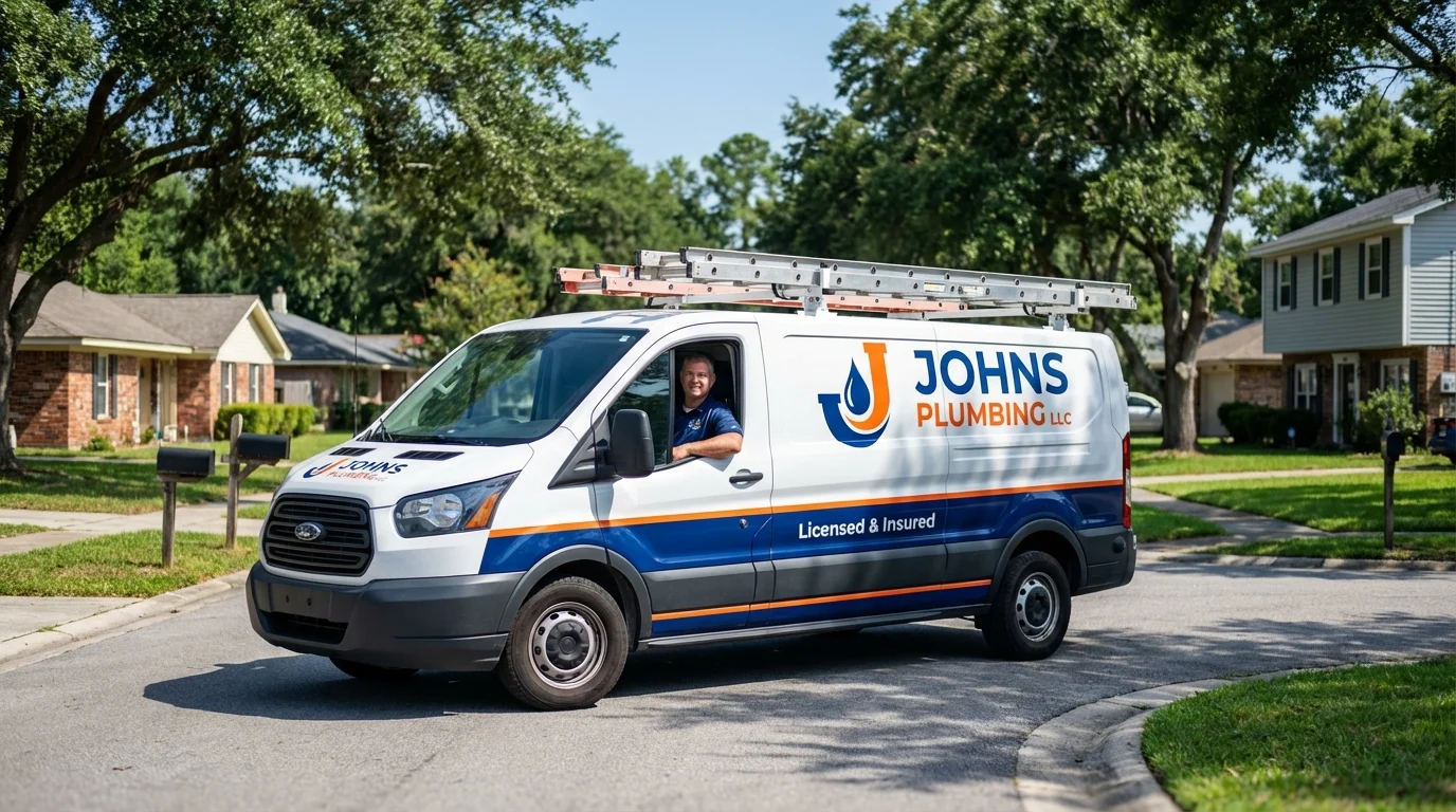 Johns Plumbing LLC service van in West Liberty, IA